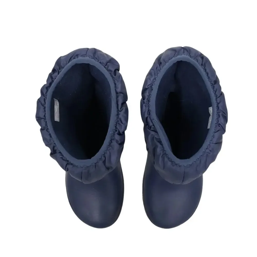 Crocs Winter Puff Boots 14614 Nylon Textile Navy/White Women's 6